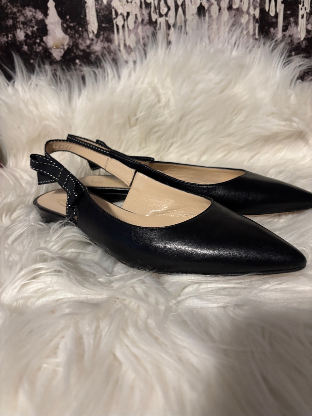 Browns Couture Black Pointed Slingback Flats